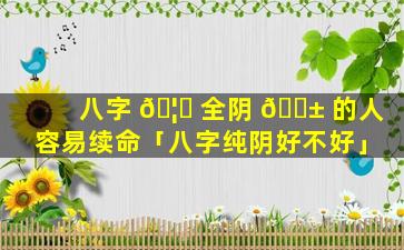 八字 🦟 全阴 🐱 的人容易续命「八字纯阴好不好」